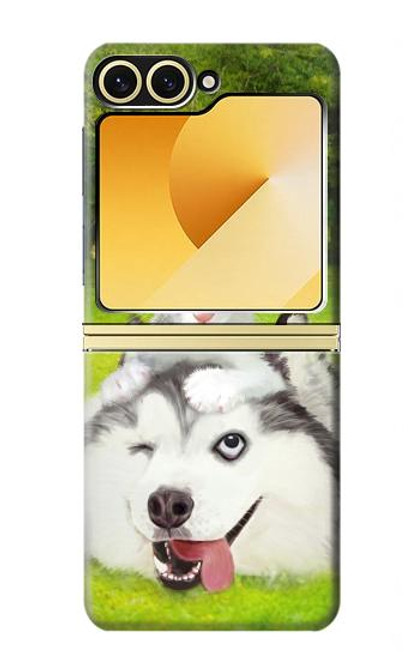 W3795 Kitten Cat Playful Siberian Husky Dog Paint Funda Carcasa Case y Caso Del Tirón Funda para Samsung Galaxy Z Flip 6