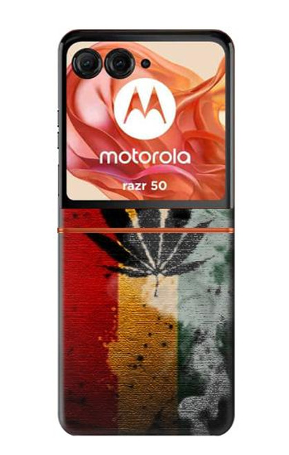 W3890 Reggae Rasta Flag Smoke Funda Carcasa Case y Caso Del Tirón Funda para Motorola Razr 50