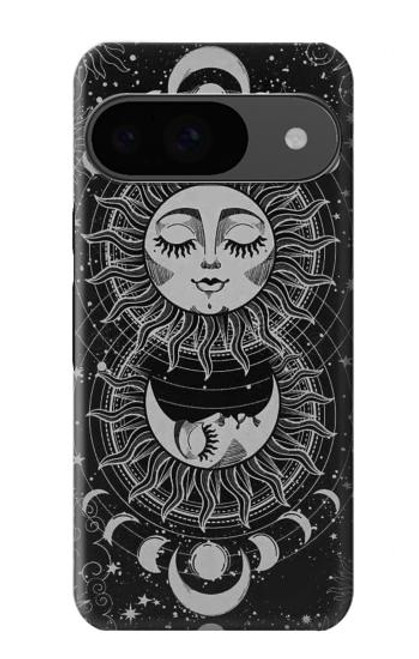 W3854 Mystical Sun Face Crescent Moon Funda Carcasa Case y Caso Del Tirón Funda para Google Pixel 9