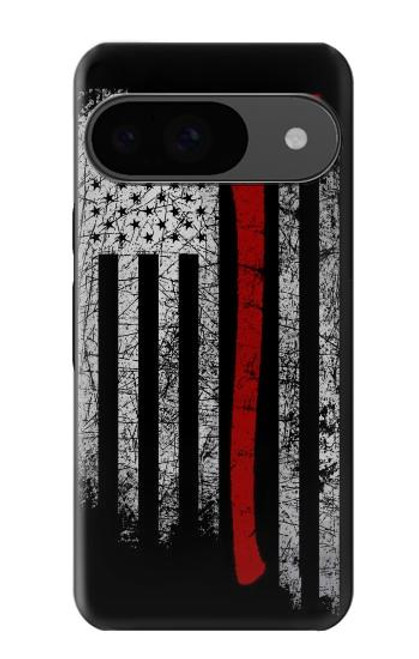 W3958 Firefighter Axe Flag Funda Carcasa Case y Caso Del Tirón Funda para Google Pixel 9