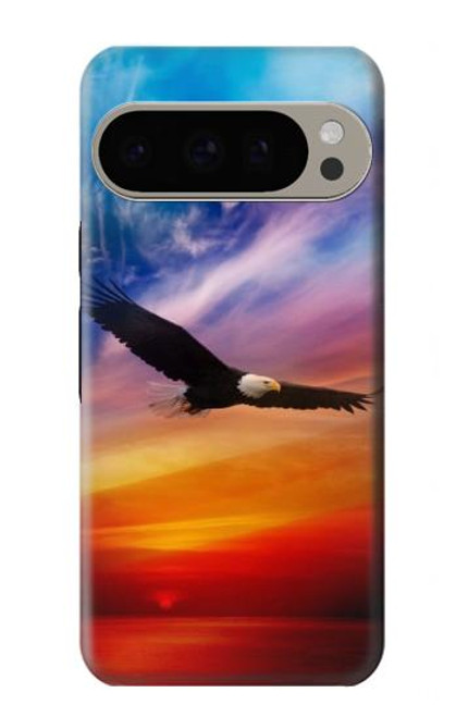 W3841 Bald Eagle Flying Colorful Sky Funda Carcasa Case y Caso Del Tirón Funda para Google Pixel 9 Pro