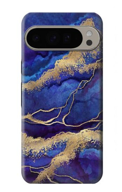 W3906 Navy Blue Purple Marble Funda Carcasa Case y Caso Del Tirón Funda para Google Pixel 9 Pro XL