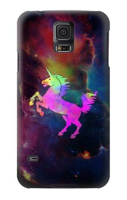 W2486 Rainbow Unicorn Nebula Space Funda Carcasa Case y Caso Del Tirón Funda para Samsung Galaxy S5