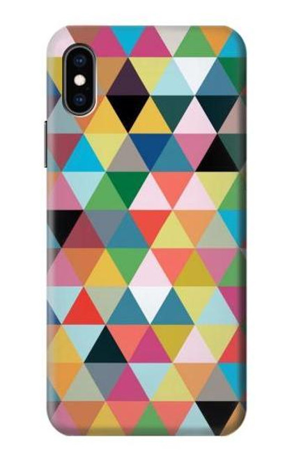 W3049 Triangles Vibrant Colors Funda Carcasa Case y Caso Del Tirón Funda para iPhone X, iPhone XS