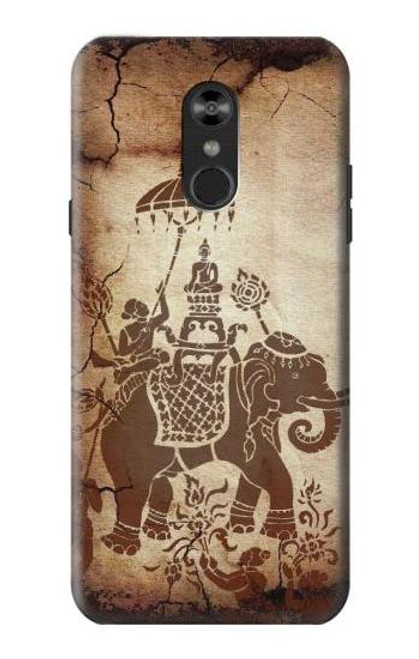 W2102 Thai Art Buddha on Elephant Funda Carcasa Case y Caso Del Tirón Funda para LG Q Stylo 4, LG Q Stylus