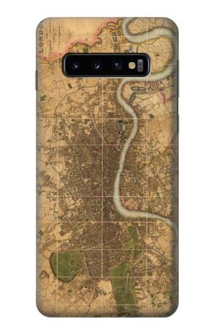 W3230 Vintage Map of London Funda Carcasa Case y Caso Del Tirón Funda para Samsung Galaxy S10