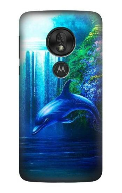 W0385 Dolphin Funda Carcasa Case y Caso Del Tirón Funda para Motorola Moto G7 Power