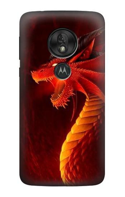 W0526 Red Dragon Funda Carcasa Case y Caso Del Tirón Funda para Motorola Moto G7 Power