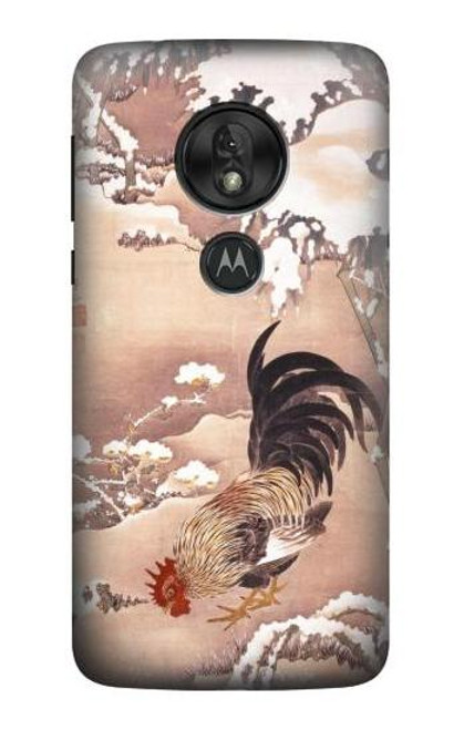 W1332 Ito Jakuchu Rooster Funda Carcasa Case y Caso Del Tirón Funda para Motorola Moto G7 Power