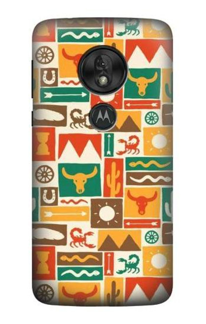 W1873 Western Pattern Funda Carcasa Case y Caso Del Tirón Funda para Motorola Moto G7 Power