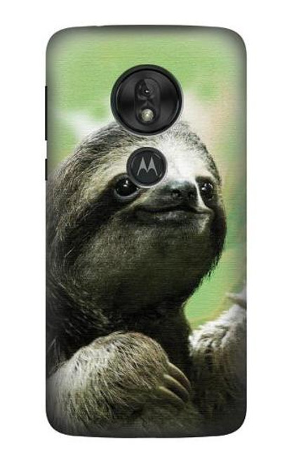 W2708 Smiling Sloth Funda Carcasa Case y Caso Del Tirón Funda para Motorola Moto G7 Power