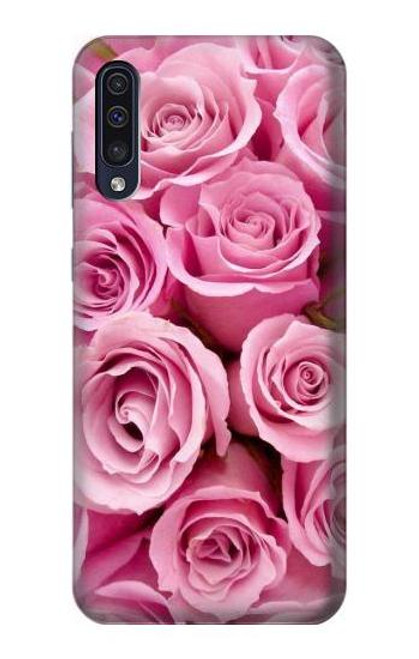 W2943 Pink Rose Funda Carcasa Case y Caso Del Tirón Funda para Samsung Galaxy A50