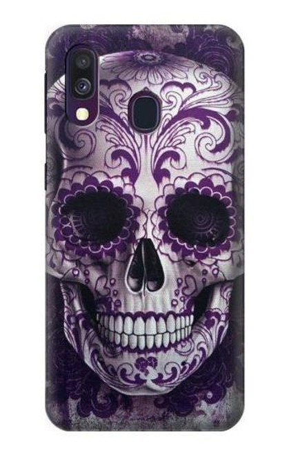 W3582 Purple Sugar Skull Funda Carcasa Case y Caso Del Tirón Funda para Samsung Galaxy A40