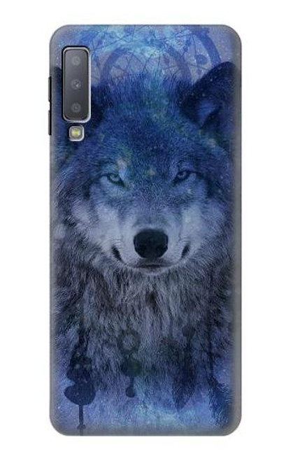 W3410 Wolf Dream Catcher Funda Carcasa Case y Caso Del Tirón Funda para Samsung Galaxy A7 (2018)