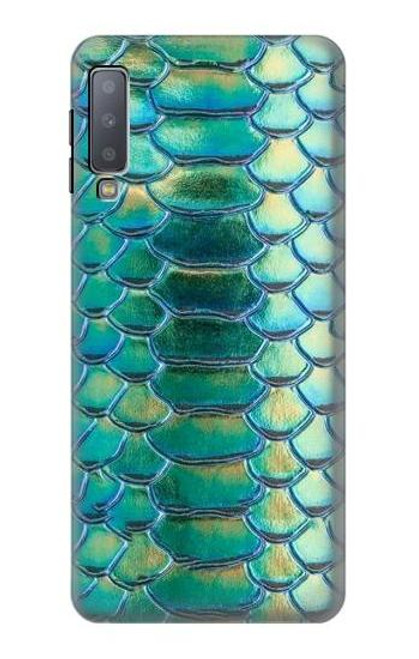 W3414 Green Snake Scale Graphic Print Funda Carcasa Case y Caso Del Tirón Funda para Samsung Galaxy A7 (2018)