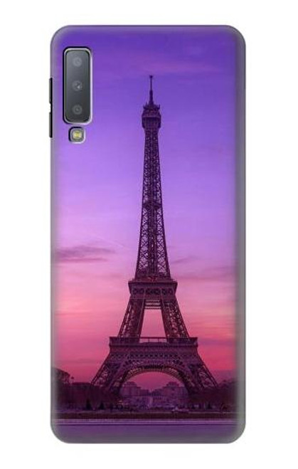 W3447 Eiffel Paris Sunset Funda Carcasa Case y Caso Del Tirón Funda para Samsung Galaxy A7 (2018)