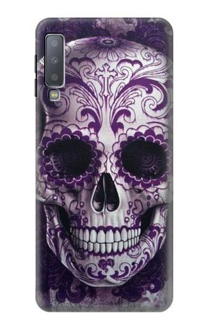 W3582 Purple Sugar Skull Funda Carcasa Case y Caso Del Tirón Funda para Samsung Galaxy A7 (2018)