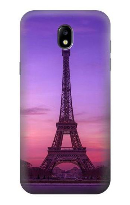 W3447 Eiffel Paris Sunset Funda Carcasa Case y Caso Del Tirón Funda para Samsung Galaxy J5 (2017) EU Version