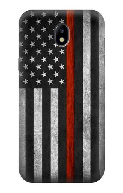 W3472 Firefighter Thin Red Line Flag Funda Carcasa Case y Caso Del Tirón Funda para Samsung Galaxy J5 (2017) EU Version