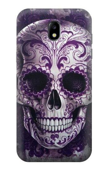 W3582 Purple Sugar Skull Funda Carcasa Case y Caso Del Tirón Funda para Samsung Galaxy J5 (2017) EU Version