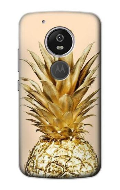 W3490 Gold Pineapple Funda Carcasa Case y Caso Del Tirón Funda para Motorola Moto G6 Play, Moto G6 Forge, Moto E5