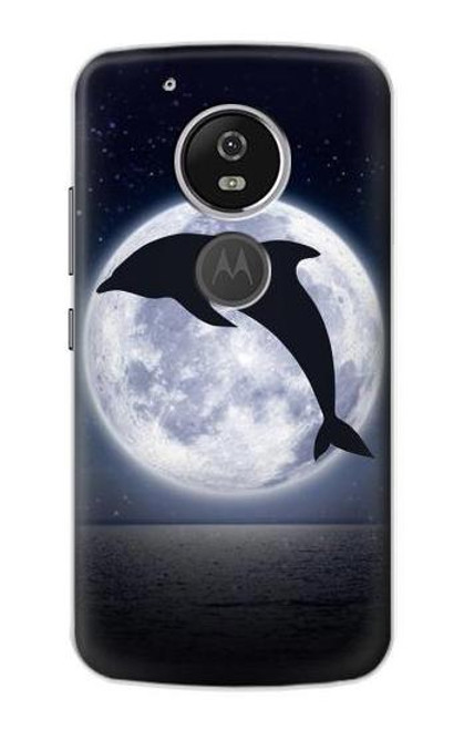 W3510 Dolphin Moon Night Funda Carcasa Case y Caso Del Tirón Funda para Motorola Moto G6 Play, Moto G6 Forge, Moto E5