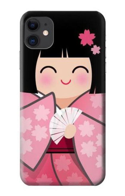 W3042 Japan Girl Hina Doll Kimono Sakura Funda Carcasa Case y Caso Del Tirón Funda para iPhone 11
