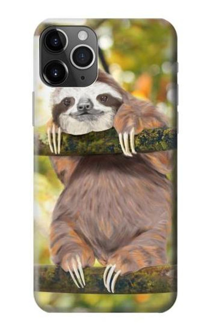 W3138 Cute Baby Sloth Paint Funda Carcasa Case y Caso Del Tirón Funda para iPhone 11 Pro Max