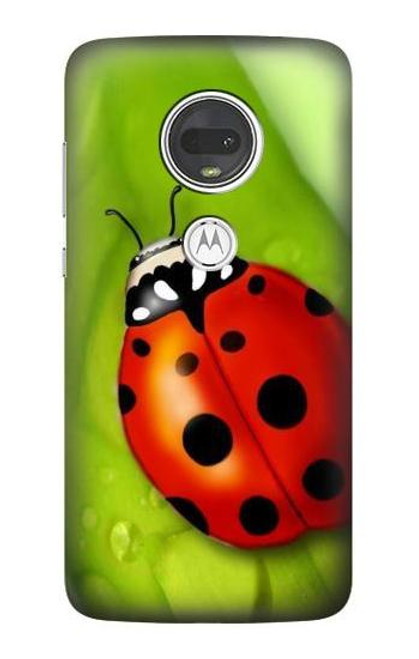 W0892 Ladybug Funda Carcasa Case y Caso Del Tirón Funda para Motorola Moto G7, Moto G7 Plus
