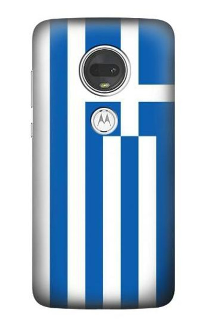 W3102 Flag of Greece Funda Carcasa Case y Caso Del Tirón Funda para Motorola Moto G7, Moto G7 Plus