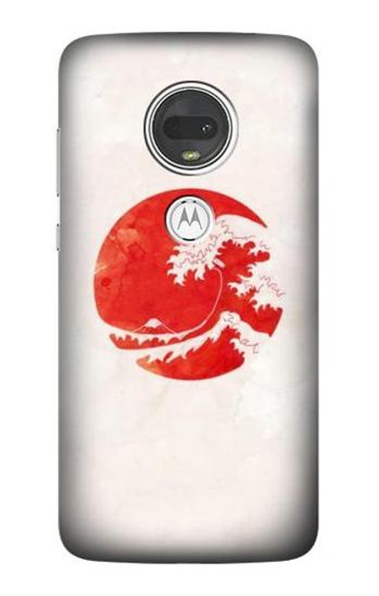 W3237 Waves Japan Flag Funda Carcasa Case y Caso Del Tirón Funda para Motorola Moto G7, Moto G7 Plus