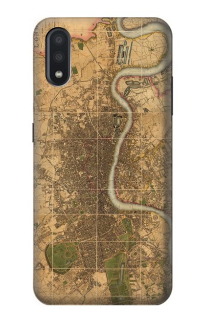 W3230 Vintage Map of London Funda Carcasa Case y Caso Del Tirón Funda para Samsung Galaxy A01