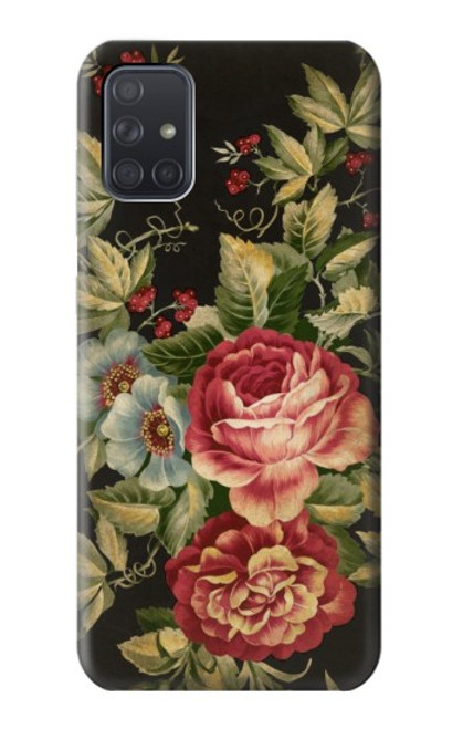 W3013 Vintage Antique Roses Funda Carcasa Case y Caso Del Tirón Funda para Samsung Galaxy A71