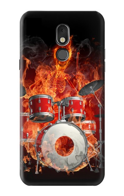 W1431 Skull Drum Fire Rock Funda Carcasa Case y Caso Del Tirón Funda para LG Stylo 5