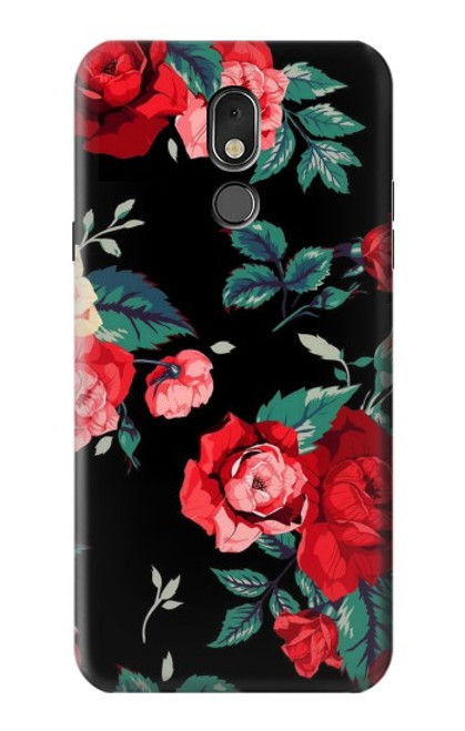 W3112 Rose Floral Pattern Black Funda Carcasa Case y Caso Del Tirón Funda para LG Stylo 5