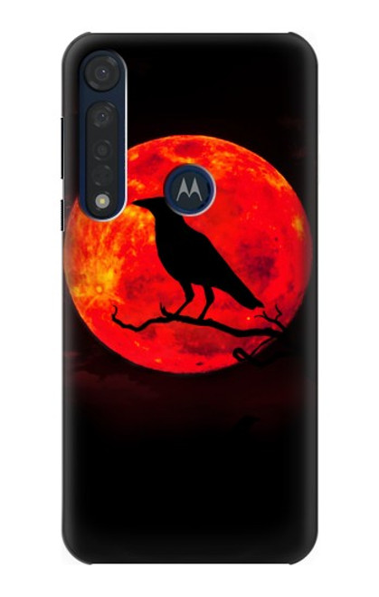 W3328 Crow Red Moon Funda Carcasa Case y Caso Del Tirón Funda para Motorola Moto G8 Plus