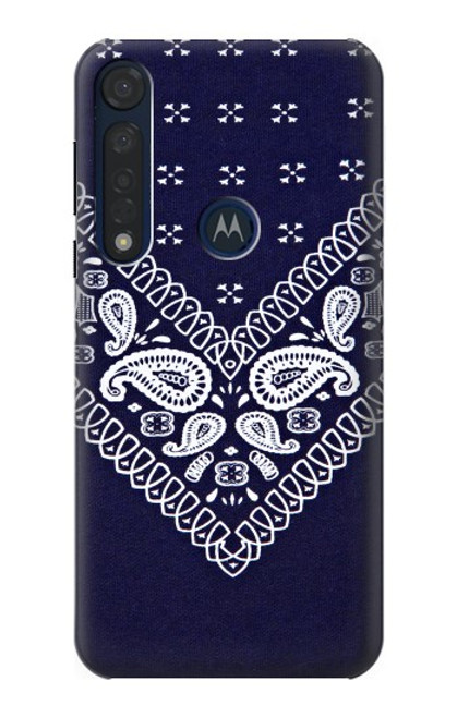 W3357 Navy Blue Bandana Pattern Funda Carcasa Case y Caso Del Tirón Funda para Motorola Moto G8 Plus
