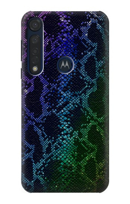 W3366 Rainbow Python Skin Graphic Print Funda Carcasa Case y Caso Del Tirón Funda para Motorola Moto G8 Plus