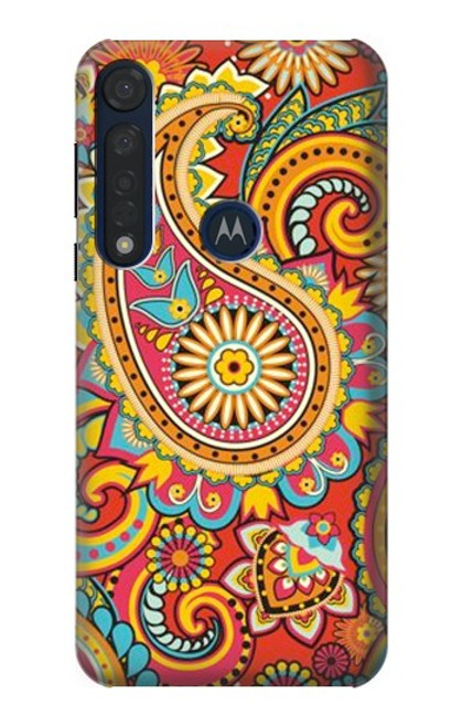 W3402 Floral Paisley Pattern Seamless Funda Carcasa Case y Caso Del Tirón Funda para Motorola Moto G8 Plus