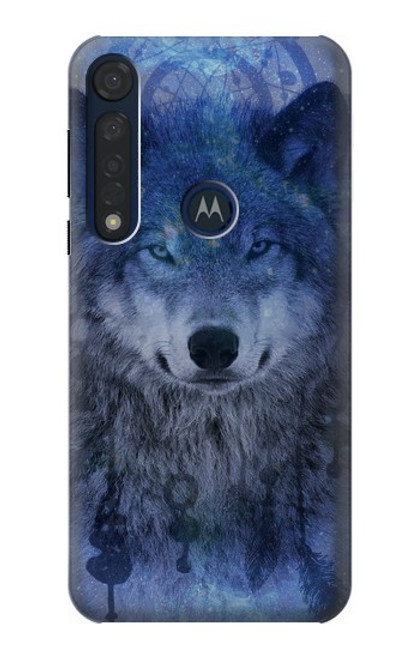 W3410 Wolf Dream Catcher Funda Carcasa Case y Caso Del Tirón Funda para Motorola Moto G8 Plus