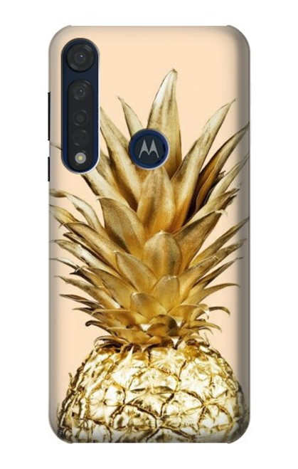 W3490 Gold Pineapple Funda Carcasa Case y Caso Del Tirón Funda para Motorola Moto G8 Plus