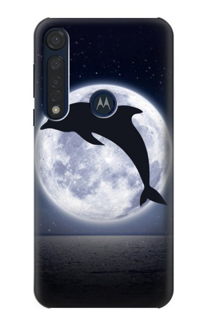 W3510 Dolphin Moon Night Funda Carcasa Case y Caso Del Tirón Funda para Motorola Moto G8 Plus