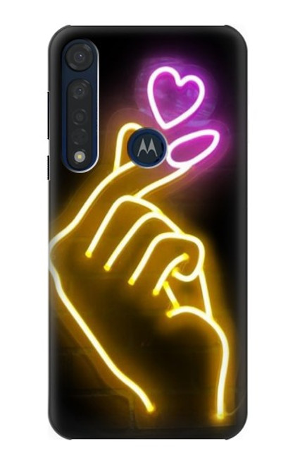 W3512 Cute Mini Heart Neon Graphic Funda Carcasa Case y Caso Del Tirón Funda para Motorola Moto G8 Plus