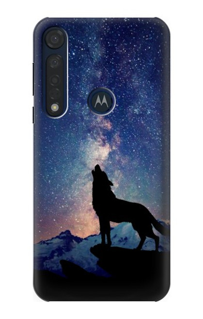 W3555 Wolf Howling Million Star Funda Carcasa Case y Caso Del Tirón Funda para Motorola Moto G8 Plus