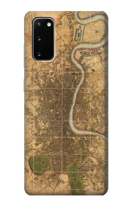 W3230 Vintage Map of London Funda Carcasa Case y Caso Del Tirón Funda para Samsung Galaxy S20
