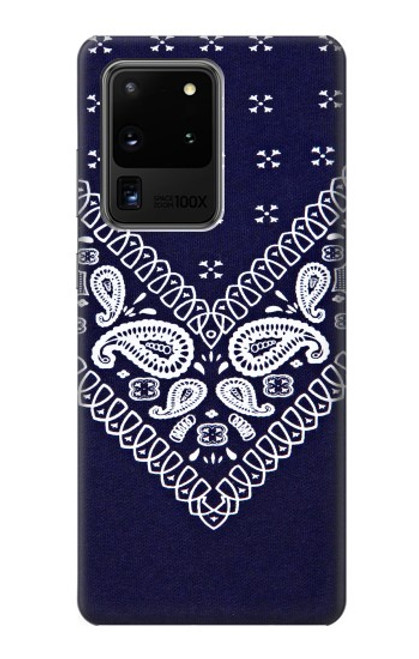 W3357 Navy Blue Bandana Pattern Funda Carcasa Case y Caso Del Tirón Funda para Samsung Galaxy S20 Ultra