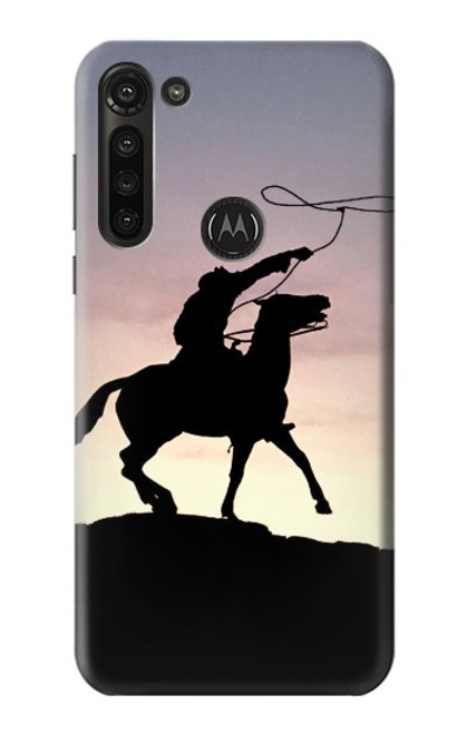 W0773 Cowboy Funda Carcasa Case y Caso Del Tirón Funda para Motorola Moto G8 Power