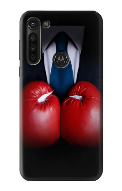 W2261 Businessman Black Suit With Boxing Gloves Funda Carcasa Case y Caso Del Tirón Funda para Motorola Moto G8 Power