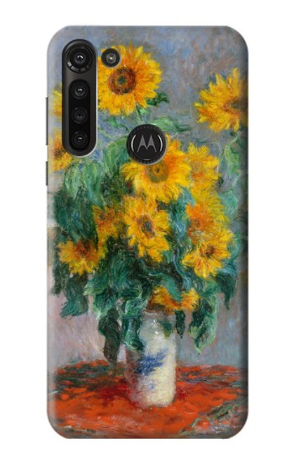 W2937 Claude Monet Bouquet of Sunflowers Funda Carcasa Case y Caso Del Tirón Funda para Motorola Moto G8 Power