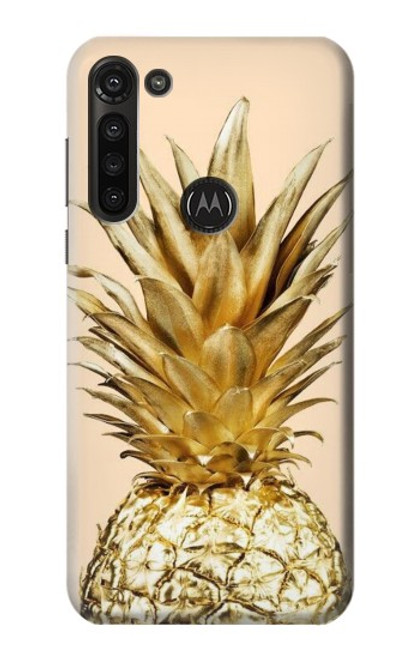 W3490 Gold Pineapple Funda Carcasa Case y Caso Del Tirón Funda para Motorola Moto G8 Power